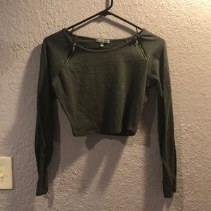 Charlotte Russe long sleeve grey crop top